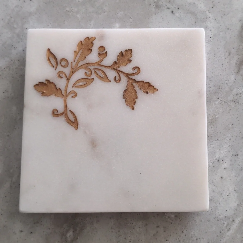 EUC Marble Coasters with Brass Inaly
